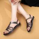 2 x Toddler Sandals Jelly Shoes Girls Unisex Boy Flat Retro Slides Clear Kids Water Slippers Slingback Summer Beach Size 8 Adjustable Buckle Glitter Dress Soft (Black, L)