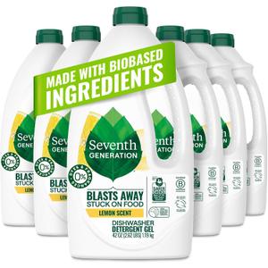 Seventh Generation Dishwasher Detergent Gel Liquid Soap Lemon Scent Dish Detergent 42 oz, Pack of 6