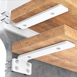 Goovilla Shelf Bracket, Heavy Duty Floating Shelf Brackets 10 inch Long, 6 Pack Brackets for Shelves, White Coated Metal Wall Shelf Support Brackets with 1/5 Inch Thick and 160 lb. Load Capacity (10 Inch)
