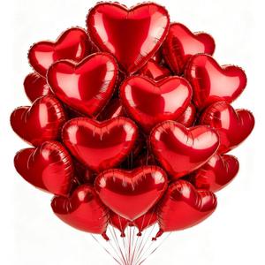 30Pcs Red Heart Balloons 18 Inch - Mylar Heart Shaped Foil Valentine's Day Decorations, Birthday Party, Anniversary,Wedding, Engagement, Baby Shower Decor
