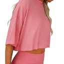 Jenisso Women 2 Piece Lounge Set 2026 Summer Short Sleeve Crop Tops Shirts Matching Shorts Travel Outfit Clothes (Pink, XL)