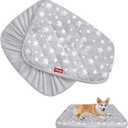 Waterproof Dog Bed Covers Replacement Washable Pet Hair Easy to Remove, Noiseless Quilted Puppy Pet Bed Cover Lovely Grey Star Print 30x20 Inches, for Dog/Cat, Cover Only