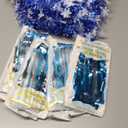 2 Pack Dark Blue Table Skirts, 29x108" Metallic Foil Tinsel Fringe Table Skirts for Rectangle Tables Streamer Curtains Backdrop, Party Decorations for Birthdays Weddings Holidays