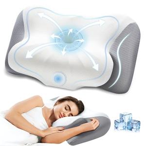 Memory Foam Neck Pillow, Effective Pain Relief Cervical Neck and Shoulder Pillows for Sleeping, Odorless Ergonomic Contour Bed Pillow for Side Sleep Stomach and Back Sleeper (Gray)