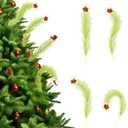 15.7 Inch Fluffy Christmas Tree Topper with 12 Pcs Green & Red Picks - Pampas Grass Xmas Decor for Tree, Holiday Party & Home Decorations