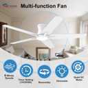 POCHFAN 52 Inch White Ceiling Fans with Lights and Remote, Flush Mount Low Profile Ceiling Fan for Bedroom, Living Room, Patio, Dimmable 6 Speeds Noiseless Reversible, ETL Listed