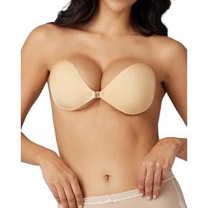 Seamless Convenience Adhesive Bra: Easy On/Off Self Adhesive Silicone Bra, Breathable & Invisible for Everyday Wear Dark Nude, A-C cups