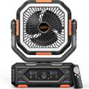 OGERY 2025 Upgraded Camping Fan, Portable Rechargeable Fan with 20000mAh Battery Powered, Stronger Wind, Stepless Speed Regulation, Fast Charging for Tent, Travel, Car, Outdoor Camping Essentials (Black&Orange)