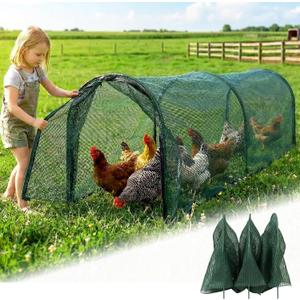 Chicken Runs for Yard,79" & 157" Extra Long Foldable Chicken Tunnels for Outside,All-in-One Kit with Sun Protection Net, Removable Door, Frame & Tools (Green, 79 * 21 * 32 inches)