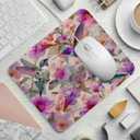 Small Mouse Pad Blossoming Flowers Hummingbirds Desk Pad, Comfortable Mouse Mat with Non-Slip Rubber Base, 8.3" x 9.8" Mousepad for Computer, Laptop, Game, Office & Home