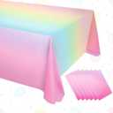 Mwellewm 6 Pack Rainbow Tablecloth Pastel Table Cloths for Parties Decorations Plastic Birthday Tablecover Party Supplies Rectangle Table Cover for Baby Shower Wedding Princess Decorations 54x108 Inch
