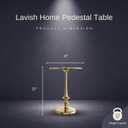 Lavish Home Iron Pedestal Table, Antiqued Gold Side Table, 16”W x 22”H