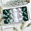 Christmas Ball Ornaments, 15 Pcs Ornaments with Velvet, Multicolor Xmas Decorations for Christmas Tree Holiday Decor (Green & Deciduous)