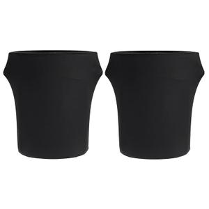 BSTKEY 20 Gallon Stretch Spandex Trash Can Cover, 2 Pack Outdoor Fitted Waste Container Cover Round Garbage Can Covers for Kitchen Wedding Party Classroom Office Decor, Without Trash Can (Black)