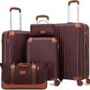 Cosbarn Luggage Sets 5 Piece Suitcases with Wheels, Suitcase Set ABS Hard Case Luggage with TSA Lock Spinner Wheels Durable Travel Luggage