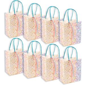 Cheerland Floral Party Favor Bags Gift Bag Colorful Daisy Flower Paper Goodie Pastel Candy for Wildflower Tea Party Baby Shower Girls Birthday Fairy Garden Suppliens Vivid Favors Pack of 8