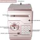 HUSAN Piggy Banks Money Banks for Kids, Electronic Password Code Money Banks ATM Banks Box Coin Bank for Children Boys and Girls (Rose Gold)