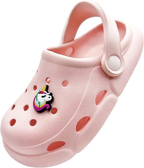 POPO PEA Girls Little Kids Luminous Sandals (Runs 1 Size Large) Boys Wide Pool Slip on Clogs Big Kid Toddler Garden Water Soft Sandal Children Comfortable Swim Beach Shoes Pink, Size: 10 Wide Toddler