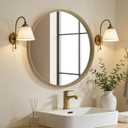 WallBeyond Round Wood Mirror 24 inch Circle Wall Mirror for Bathroom Round Wall Mirror for Wall Decor, Vanity, Entryway Living Room (Natural)