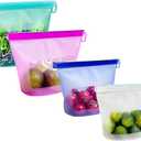 Reusable Silicone Food Storage Bags (Set of 4), Dishwasher Oven Microwave Freezer Safe, Eco-Friendly 100% Platinum Silicone, Leakproof Sous Vide Bags, Premium Lunch Containers, 2 Snack & 2 Sandwich (X-Small, Mixed)