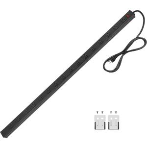 CCCEI Long Heavy Duty Metal Power Strip, 16 Outlet Large Industrial Multi Wide Strip for Garage Workshop, Extension Cord with Multiple Outlets, 15A, 125V, 1875W. 6 FT, Black.