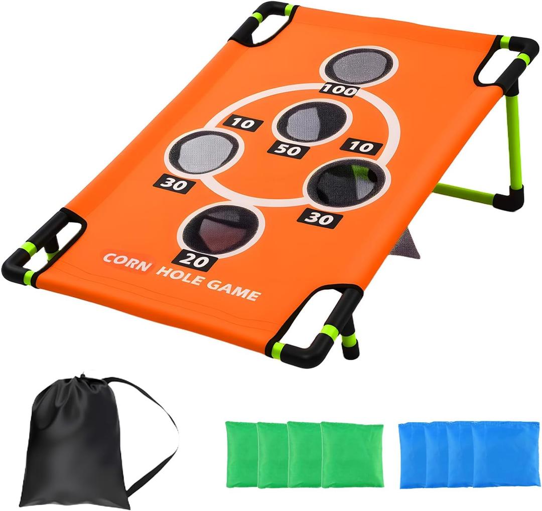 2026 Upgraded Arcade Style Cornhole Board with 8 Bean Bags|3x2 FT Regulation Corn Hole Games|15+ Multi-Games| Durable All-Weather Fabric for Outdoor Fun Camping Travel Beach Yard Backyard Lawn