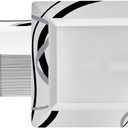 Oasis Creations White Square Plates with Geometric Black and Silver Lines 7.25" - 50 count - Premium Hard White Plastic -Disposable and Reusable - Salad Appetizer Dinner - Party Plate Set