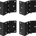 4 Pcs Door Hinge Black 2.76" Half-Surface Chest Hinges Metal 3-Fold Bending Cabinet Offset Hinges for Closet Doors Window Boxes DIY Woodworking