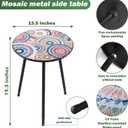 Party Zealot Metal Mosaic Round Side Table Set of Two 13.4" Small Outdoor Patio Round Accent Coffee Tables Indoor Corner Stand for Small Space Weather-Resistant for Balcony Plant Stand