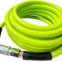 SANFU Hybrid Air Hose 1/2ID x 50FT, Burst 900PSI, Durable, Heavy Duty, Flexible, 1/2" High Flow Coupler&Plug Air Fittings, Bend Restrictors, Green(50)