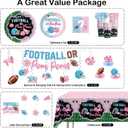 Football Gender Reveal Decorations All-in-one Set for Boy or Girl, Serves 25, Football or Pom Poms Gender Reveal Decorations Include Tableware Balloon Banner Tablecloth Cupcake Topper, Etc.