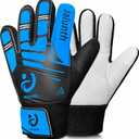 Jalunth Soccer Goalie Goalkeeper Gloves Kids Youth Goal Keeper Field Player Gloves Boys Girls Training Grip Glove Age 7-8 Years Old with Upgraded Anti-Skid Latex Palm Blue Black Size 6