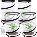 4 Pcs Pop Up Insect Barrier Plant Cover Net, 19.6" x 11.8" Round Foldable Plant Protectors Mesh Plant Enclosure, Garden Net Cage Guard Cover with Stakes & Carry Bag for Protect Plants from Bird Insect
