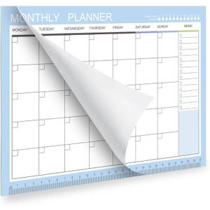 Phyxin Undated Planner, 54 Sheets Blank Calendar, 11.2" x 8.3" Monthly Calendar Planner, Tear Off Undated Monthly Planner with Memo for Women, Students, Teachers, Blue