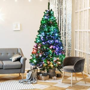 7ft Pre-lit Fiber Optic PVC Artificial Christmas Tree w/ 820 Branch Tips