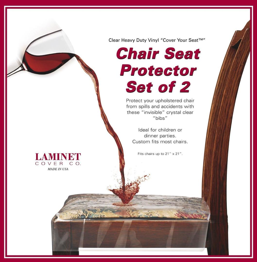 LAMINET Vinyl Chair Protectors, Clear, 26X253/4-Inch, Fits Chairs up to 21x21-Inch, Set of 2