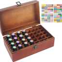 PhantomSky Wooden Essential Oil Storage Box Case, Portable Organizer Holds 36 Bottles 5ml, 10ml, 15ml, 20ml Sizes and 30ml Roller Bottles - Wood Holder Safe For Carrying and Home Display