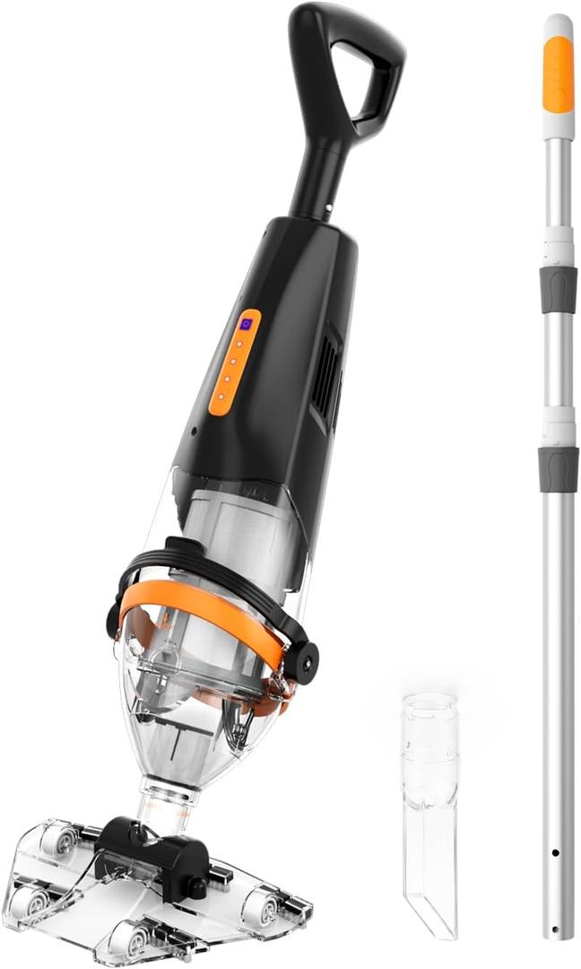 Wireless Remote Pool Vacuum, Cordless Pool Vacuum for Above Ground & Inground Pools, 18.5 GPM Powerful Suction, 75 Min Runtime, 69.3" Telescopic Pole for Spa & Hot Tub