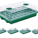 5-Set Strong Seed Starter Trays with Humidity Domes, Black Plastic Plant Growing Trays for Seed Starting, Germination, Seedling Propagation & Plant Growing