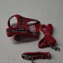 GAMUDA Small Dog Harness Collar and Leash Set, Step in No Chock No Pull Soft Mesh Adjustable Dog Vest Harnesses Plaid Reflective for Dogs Puppy Cats Kitten Rabbit (Red, S)