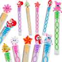 2 x 24 Packs Bulk Mini Christmas Cartoon Shape Bubble Wands, Boys and Girls Holiday Party Favors Student Gifts Christmas Party Supply