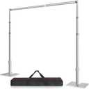 10x10 Pipe and Drape Stand Kit, Heavy Duty Backdrop Stand Adjustable, Sturdy Metal Back Drop Decoration Frame with Flat Base for Parties, Flower Wall, Wedding, Event,Trade Shows, Photo Shoot (10ftx10ft, Silver)