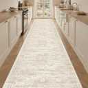 3x20 Washable Runner Rug for Hallway, Non-Slip Long Hallway Runner for Entryway, Soft Vintage Kitchen Mats for Floor, Abstract Dining Room, Bedroom, Living Room Rugs(3'x20', Beige/Ivory)