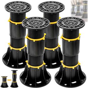 4 Pack Bed Support Legs, 8.5-13 Inch Adjustable Height Bed Center Slat Support, Under Bed Frame Replacement Post, Heavy Duty Bed Reinforcement Parts Kit for Wooden Furniture Cabinet Board