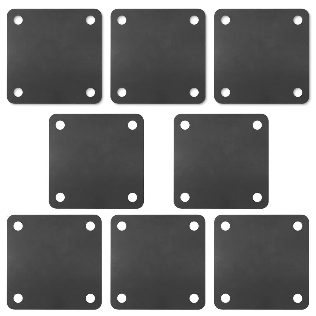 Rocaris 8 Pcs 5 X 5 X 1/4 Inch A36 Steel Plate Hot Rolled, Steel Base with 4 Holes Metal Square for Construction Boards, Structure Support, Weldable Square and Industrial