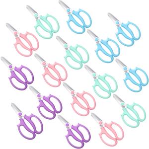 12 Pcs Flower Scissors - Stainless Steel Flower Shears, Garden Plant Floral Shears for Fresh Flowers Stems (Blue, Green, Pink, Violet)