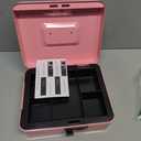 xydled Steel Cash Box Safe with Combination Lock,Money Safe Box with Removable Coin Tray,Large,9.84"x 7.87"x 3.54",Pink