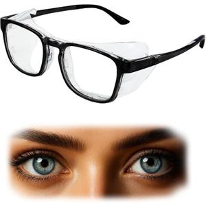Hydrating Dry Eyes Glasses Kits with Extended Silicone Moisture Chambers, Eye Protection Safety Glasses for UV Blue Light Blocking, Anti-fog, Aviod Allergens, Dry Eyes Relief Unisex (Black)