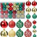 100PCS Christmas Ball Ornaments for Tree,Shatterproof Plastic Holiday Baubles Set in Assorted Sizes and Finishes, Christmas Tree Decorations for Home, Office, Party, Indoor Outdoor Use,Gold Red Mix (100psc)