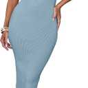 ZESICA Women's Sleeveless One Shoulder Bodycon Sweater Dress (Blue, M)